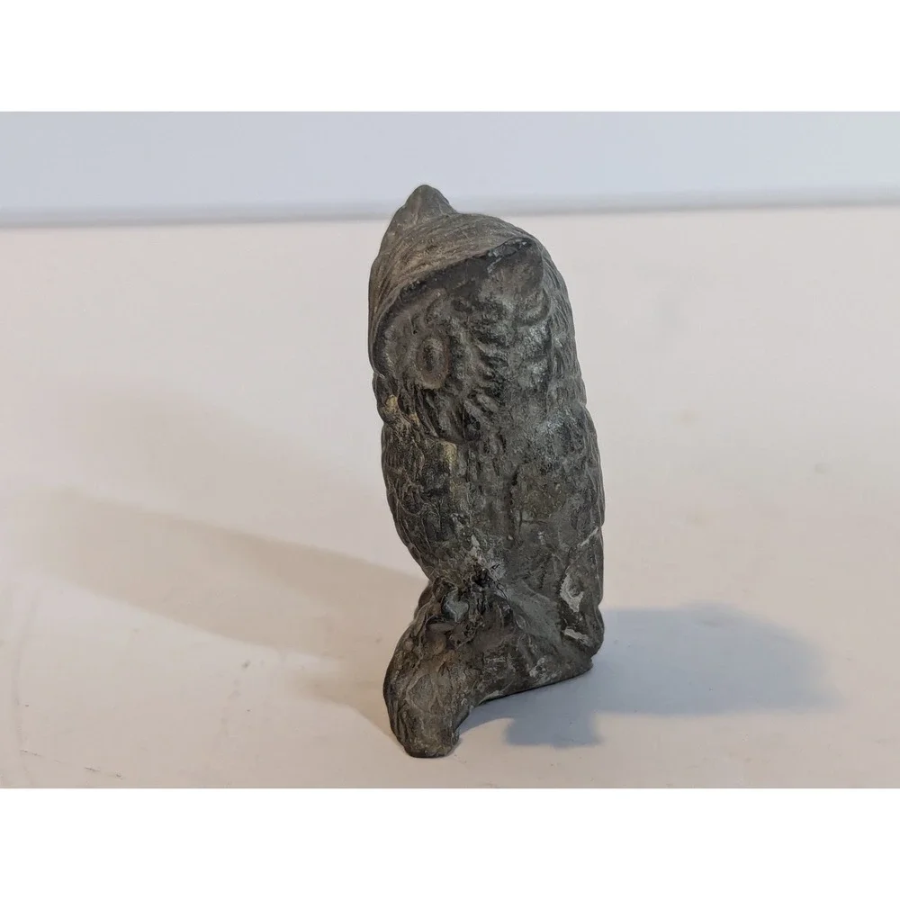 Vintage ‎ 1 1/2 in Solid Pewter Owl Figure